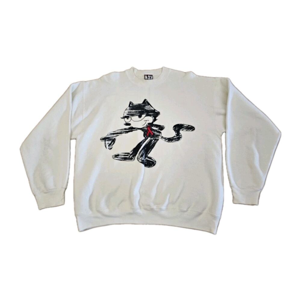 Vintage Felix the Cat Sweatshirt Pullover White Size Large